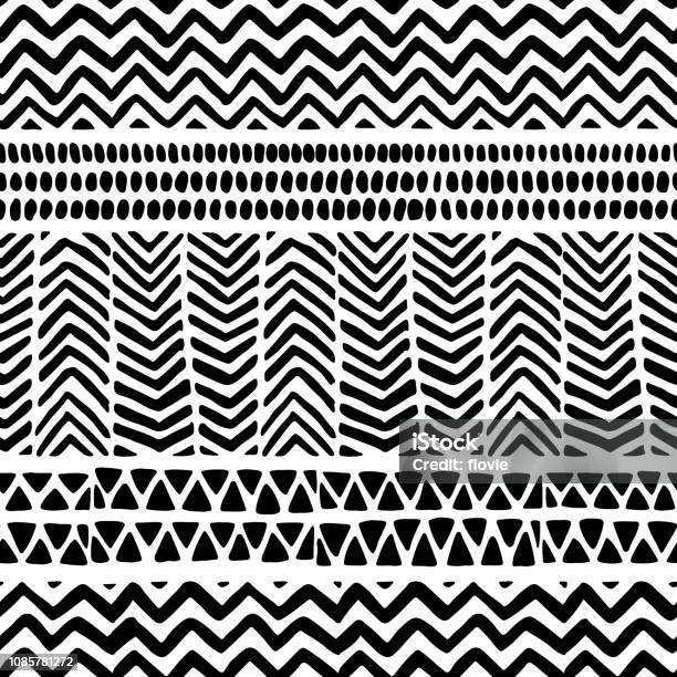 Seamless Black And White Pattern Ethnic And Tribal Motifs Stock Illustration - Download Image Now