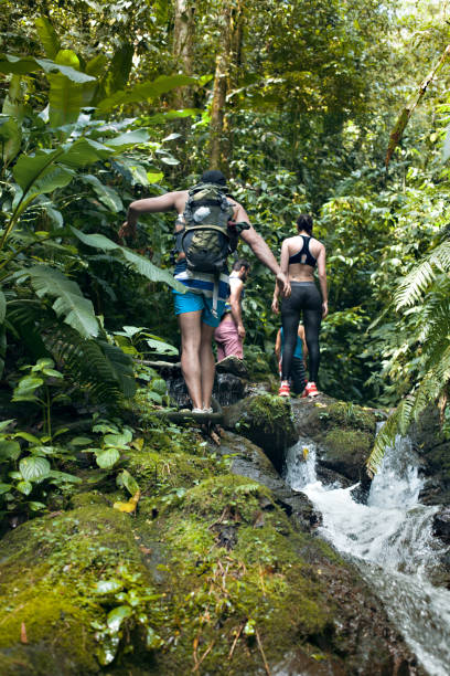 istock Friends walking in the woods 1085781368