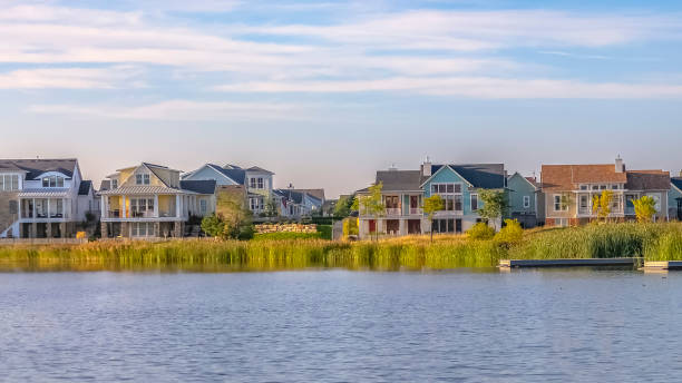istock Beautiful cloudy sky over homes along Oquirrh Lake 1085790192
