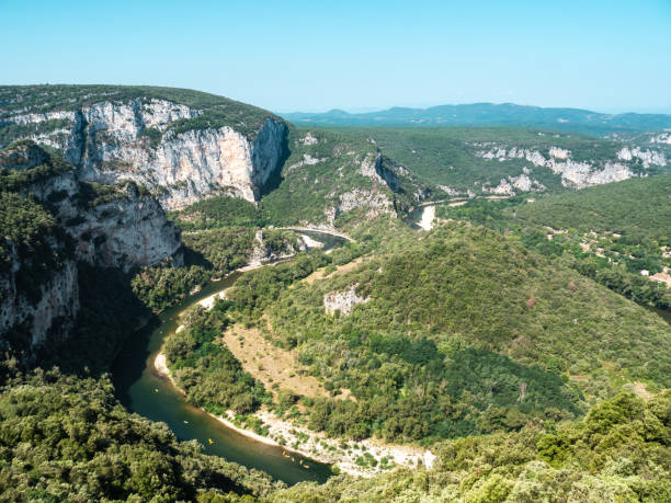 istock Panoramic view over Massif Central and the river Ardeche 1085800154