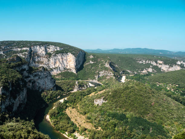 Panoramic view over Massif Central and the river Ardeche