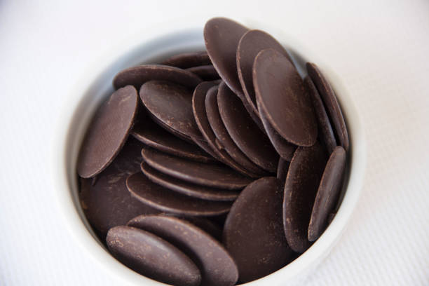 istock Dark Chocolate Wafers in a White Bowl 1085824938