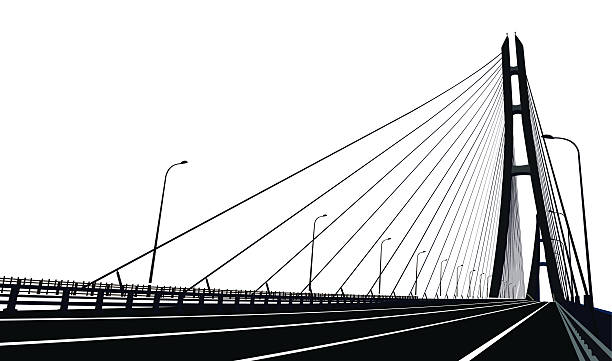 most wantowy - cable stayed bridge stock illustrations