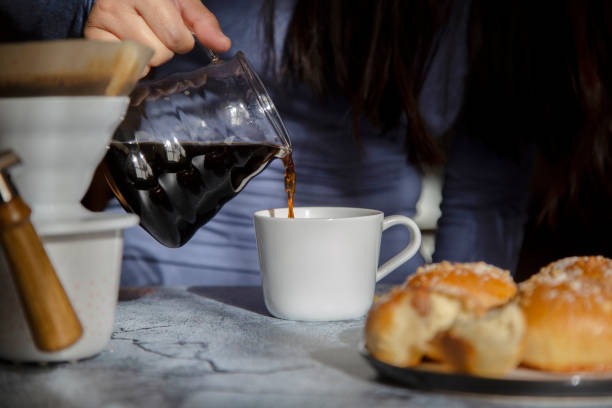 istock fresh coffee and homemade bun 1085850506
