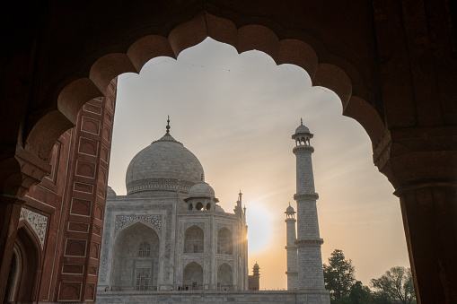 Spectacular view of the Taj Mahal at sunrise, India