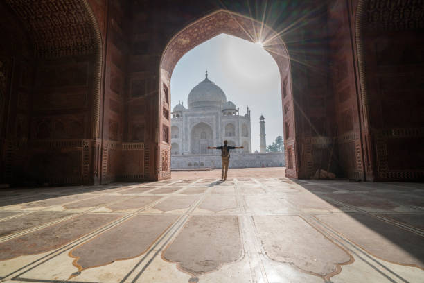 istock Happy travel man discovering India 1085852162