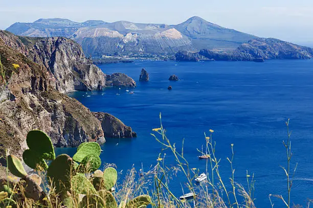 Wonderful view on Vulcano island from Lipari