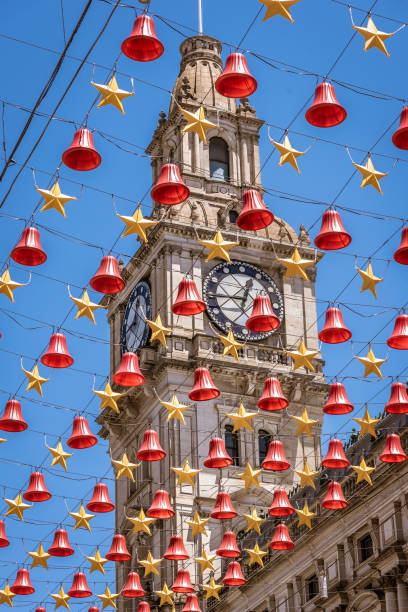 wieża zegarowa przy ulicy bourke - melbourne australia clock tower clock zdjęcia i obrazy z banku zdjęć