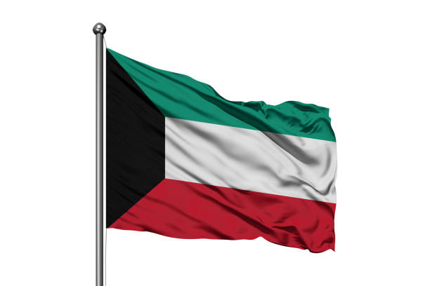 bandera de españa ondeando en el viento, fondo blanco aislado. bandera de kuwait. - himno nacional turco fotografías e imágenes de stock