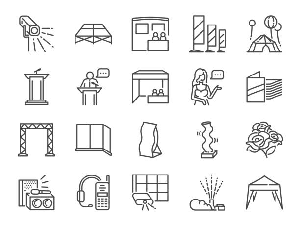 Special event line icon set. Included the icons as expo, festival, equipment, special effect, booth and more. Special event line icon set. Included the icons as expo, festival, equipment, special effect, booth and more. bleachers stock illustrations