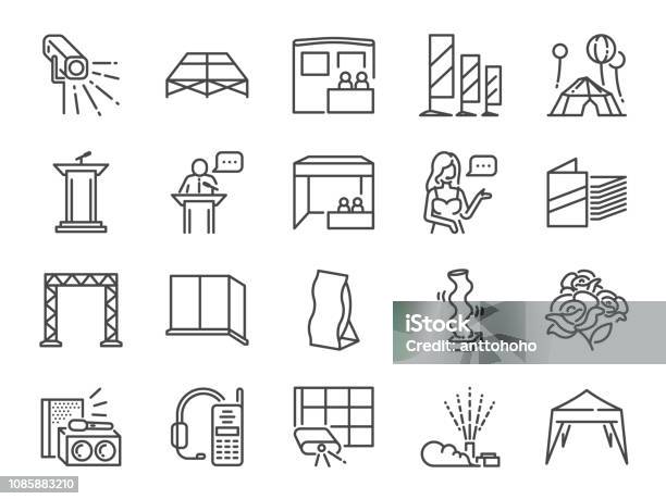 Special Event Line Icon Set Included The Icons As Expo Festival Equipment Special Effect Booth And More Stock Illustration - Download Image Now