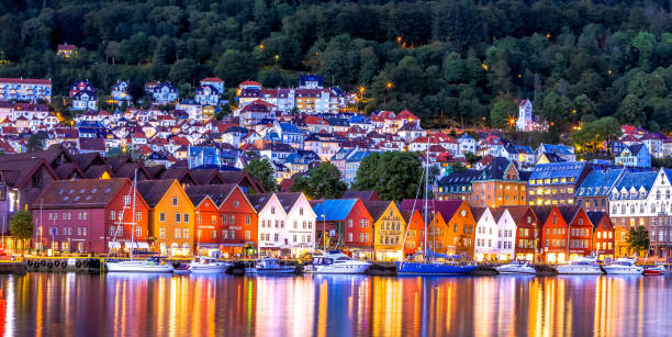 The famous Bryggen - Bergen, Norway. stock photo