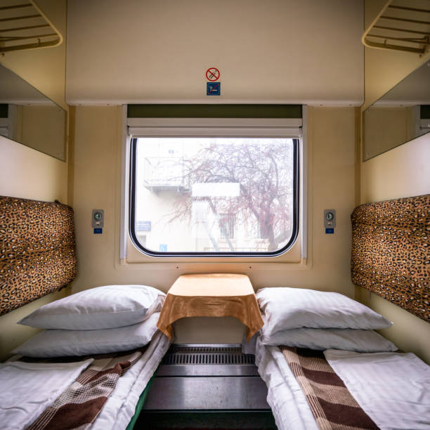 Lviv, Ukraine - November 4, 2018: Lviv  view showing train sleeping compartment