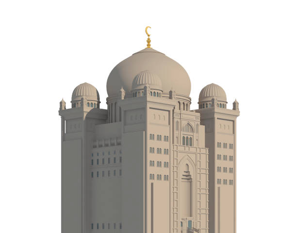istock Original design Middle East building isolated on white background 3d illustration 1085898400