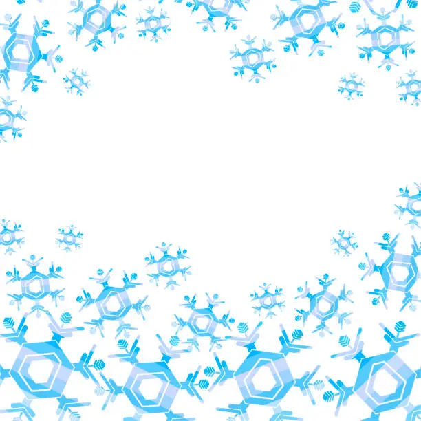 Vector illustration of Blue crystal snowflakes  background