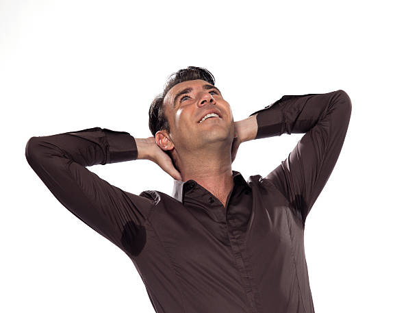 男性のポートレート perspiring sweat （スウェット） - sweat armpit sweat stain shirt ストックフォトと画像