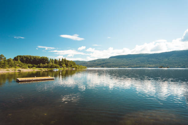 Fjord, Norway, Pier, Empty - Pier floating in an expansive empty fjord on a clear day.