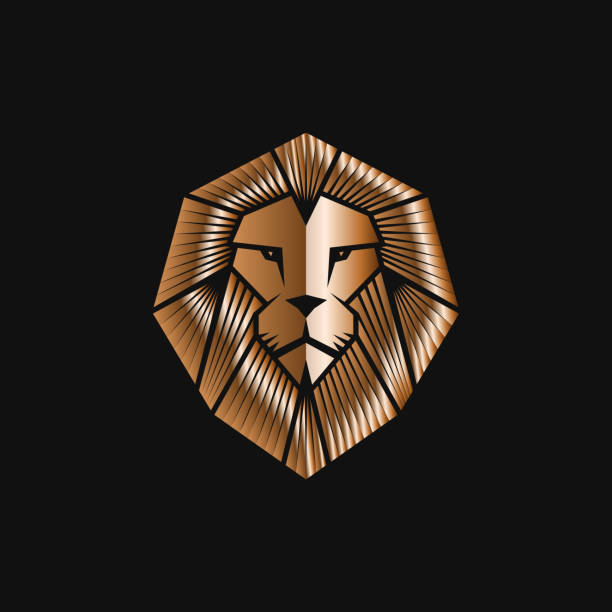 istock Lion head logo or icon in golden color. 1085913496