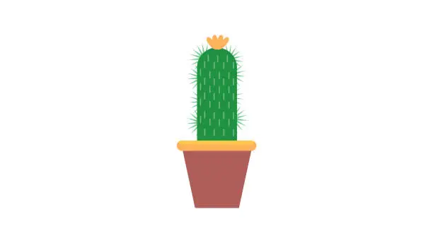 Vector illustration of Cactus pot with plant icon