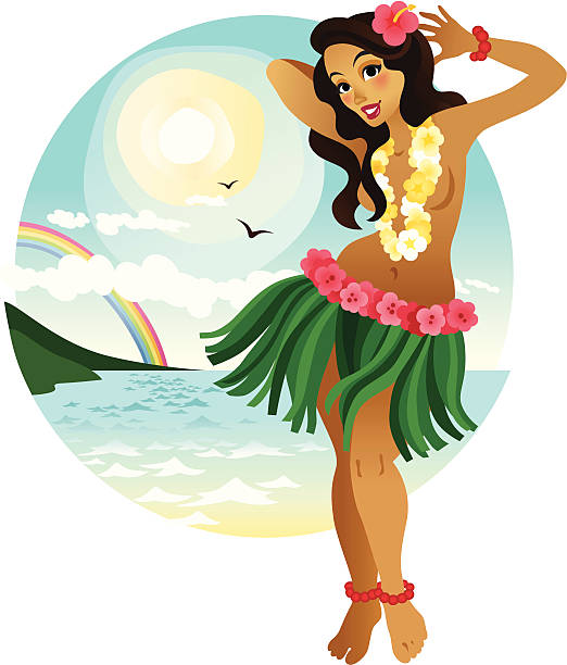 приморский rainbow hula - grass skirt stock illustrations