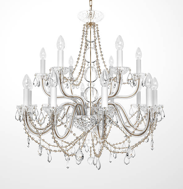 Luxury Glass Chandelier Luxury Glass Chandelier on white background chandelier photos stock pictures, royalty-free photos & images