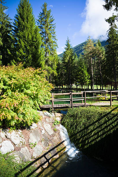 Beautiful park in mountain stock photo