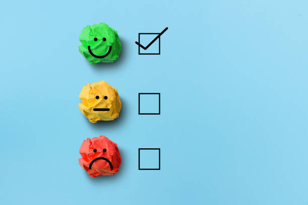 select happy on satisfaction evaluation stock photo