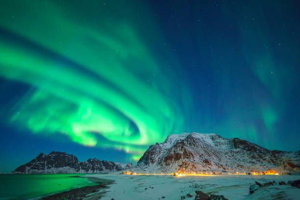 istock Mixed colorful aurora borealis dancing in the sky 1085933236
