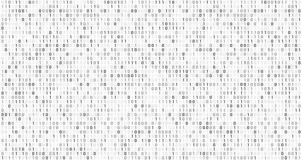 stockillustraties, clipart, cartoons en iconen met binaire matrix code. gegevensstroom van de computer, digitale veiligheidscodes en gray coderen van informatie abstract vector achtergrond - code