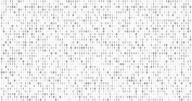 ilustrações, clipart, desenhos animados e ícones de código binário matriz. fluxo de dados de computador, códigos de segurança digital e cinza codificação informações abstratas de fundo vector - codificação