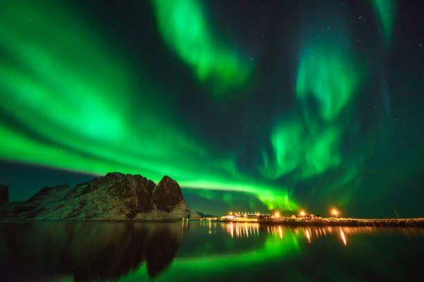 istock Mixed colorful aurora borealis dancing in the sky 1085944892