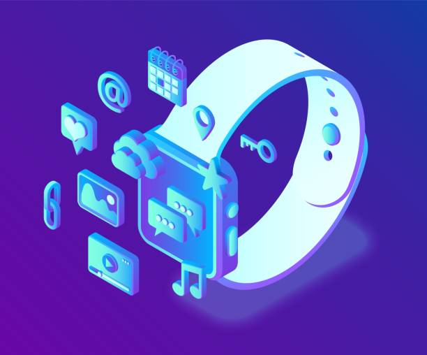 istock Social media apps on a Smart Watch. Social media 3d isometric icons. Mobile apps. Created For Mobile, Web, Decor, Application. Perfect for web design, banner and presentation. Vector Illustration. 1085947858