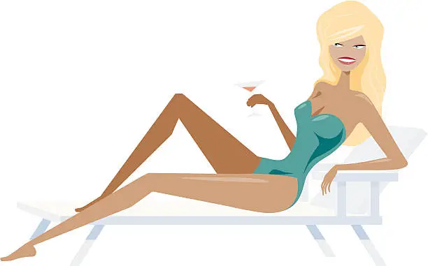 Vector illustration of Woman in lounge chair