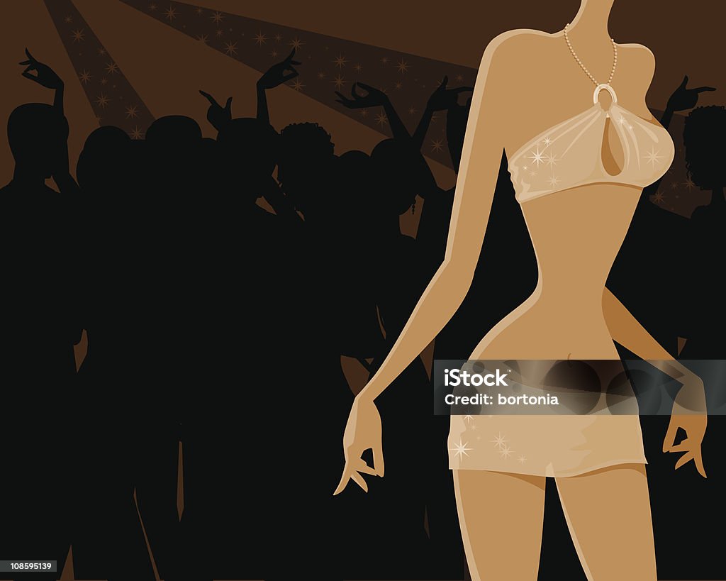 Mujer bailando en club nocturno - arte vectorial de Abdomen libre de derechos
