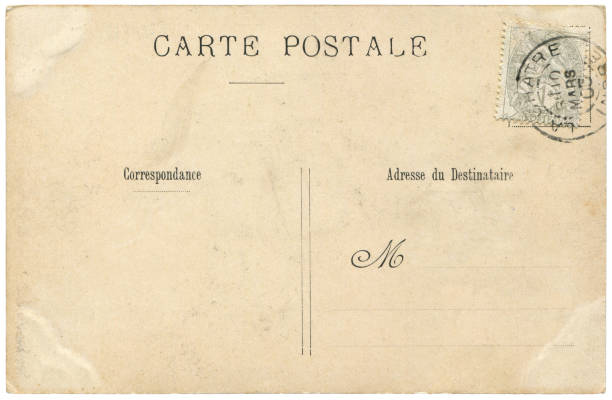 Vintage postcard sent from La Chatre, France in early 1900s, a very good background for any usage of the historic postcard communications. stock photo