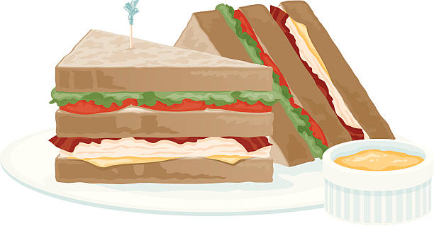 clubhouse-sandwich - sandwich turkey bread toast stock-grafiken, -clipart, -cartoons und -symbole