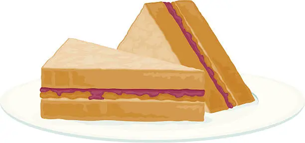 Vector illustration of Peanut Butter and Jelly Sandwich