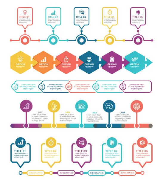 Vector illustration of Timeline Infographics Elements