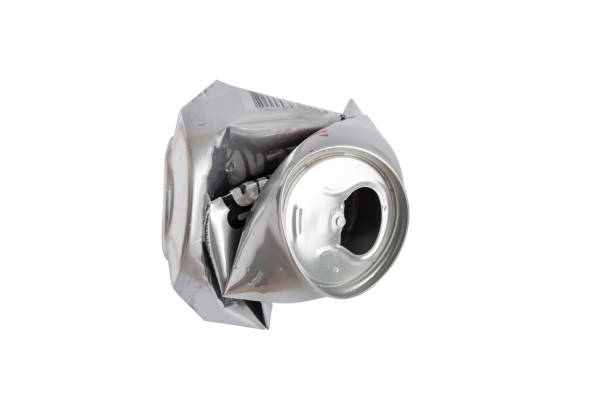 istock Crumpled aluminium can isolated on white background. 1085963392
