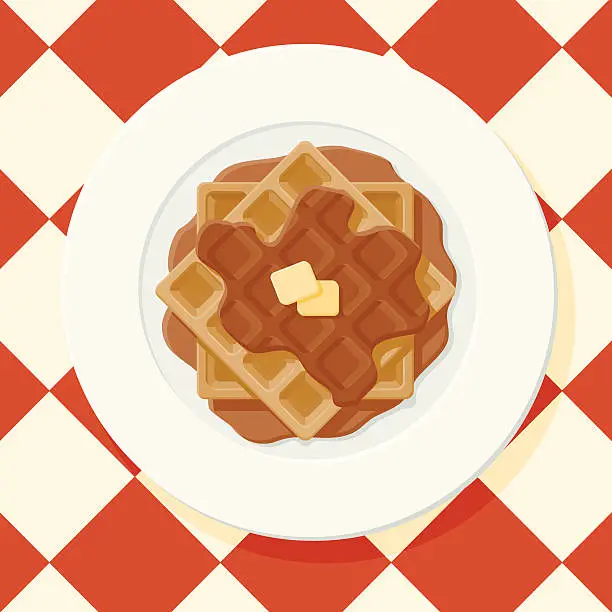 Vector illustration of Waffles with Syrup
