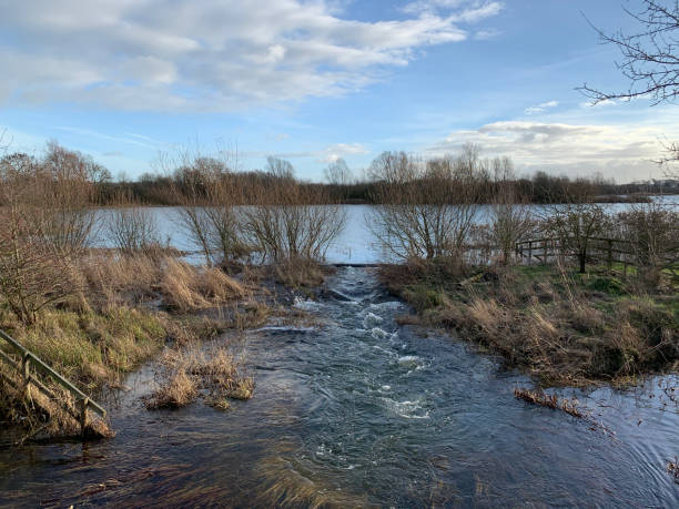istock View of a flooded lake as the water flows into a small river 1085967370