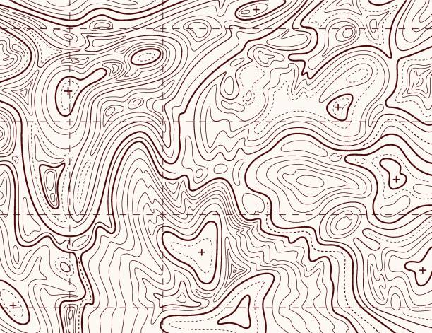 ilustraciones, imágenes clip art, dibujos animados e iconos de stock de mapa topográfico. pista de red de asignación, textura de línea de contorno del terreno relief. concepto de cartografía - deep of field