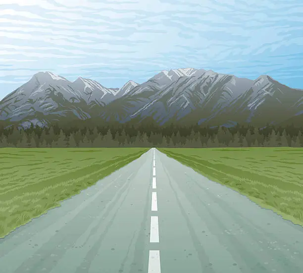 Vector illustration of Mountains and Highway