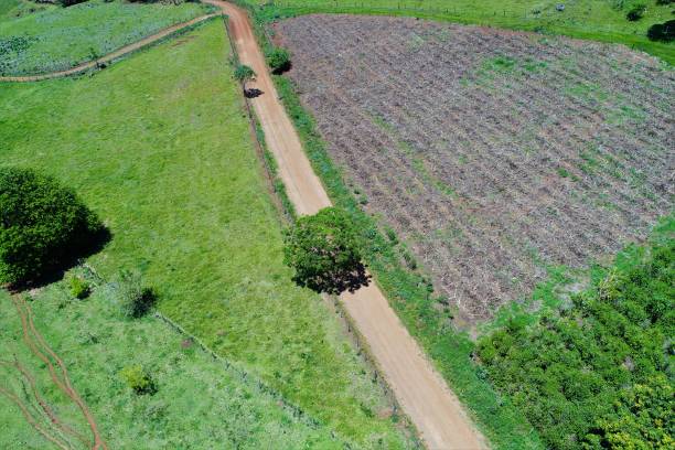 istock Aerial view of countryside scene 1085986048