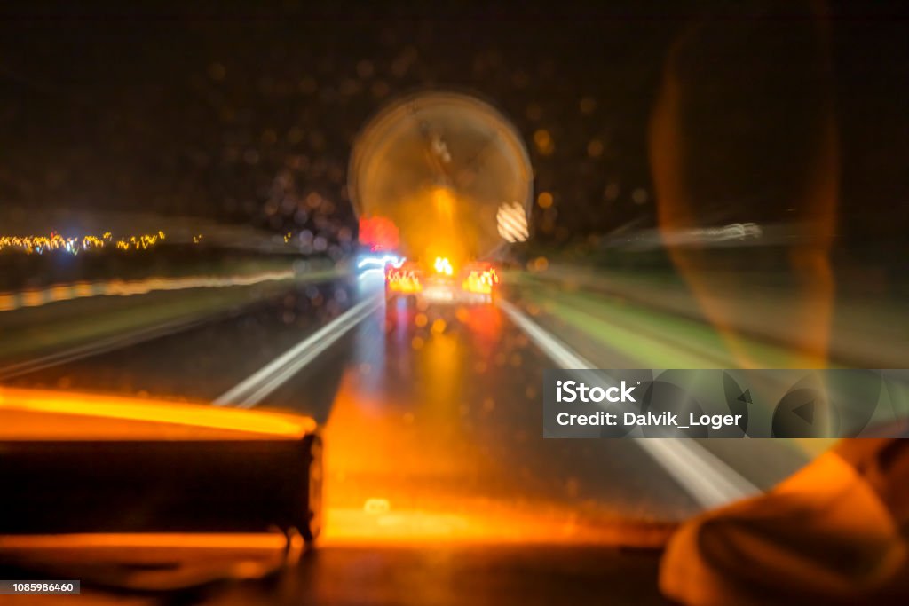 Artistic Transport Artistic image of exceptional transport 3rd category in the pilot car Art Movement Stock Photo