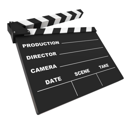 A clapboard isolated on a white background.