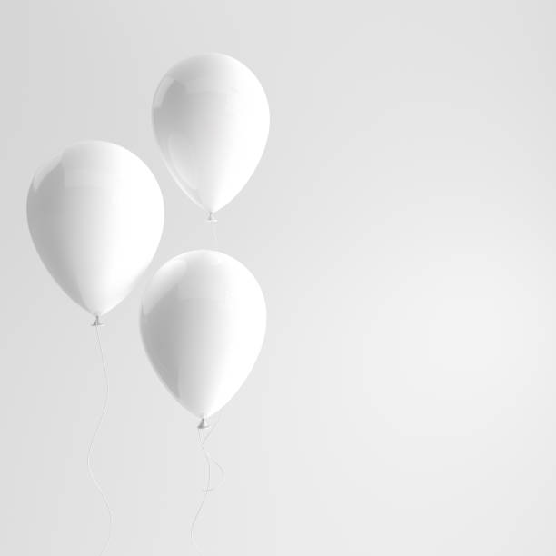istock Illustration of glossy white balloons on white background. Empty space for birthday, party, promotion social media banners, posters. 3d render realistic balloons 1085991464