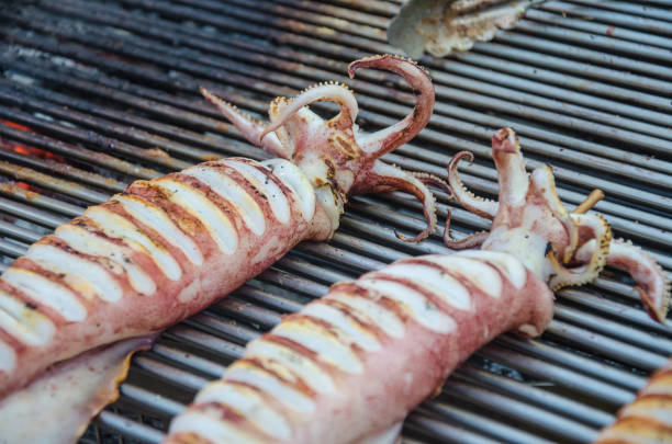 istock Squid charcoal grill, seafood at thailand 1085991650