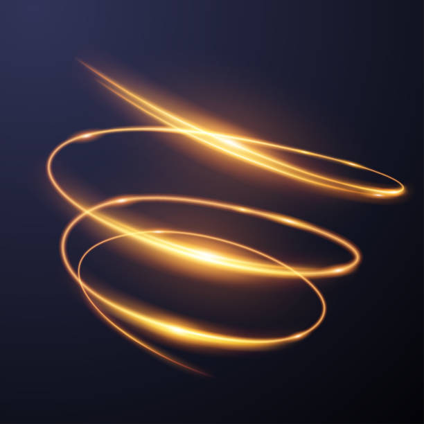 Gold light spiral effect Gold light spiral effect in vector swirl pattern stock illustrations