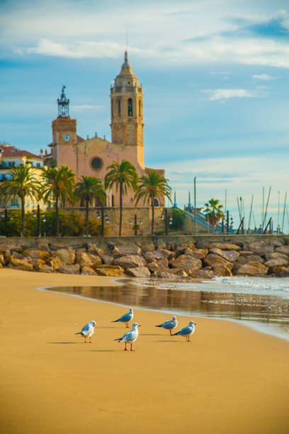 Spanish Beach Resort in Barcelona, Spain. Sitges area is known as a beach resort town.